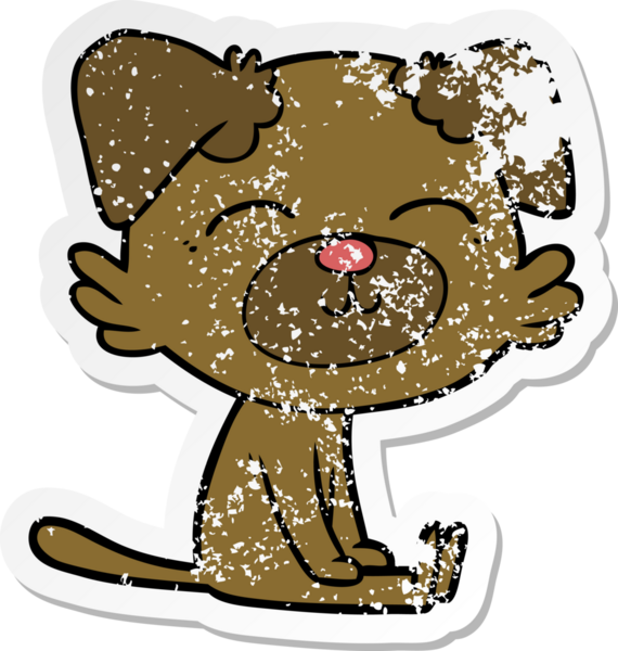 Bir insan tarafından çizilmiş bir karikatür köpeğinin sıkıntılı çıkartması.