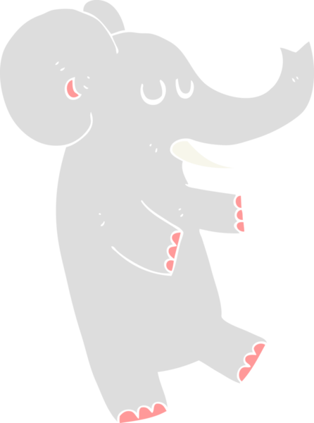 Bir insan tarafından çizilmiş dans eden filin düz renk çizimi