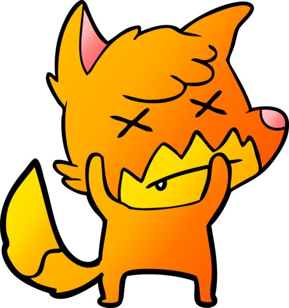 Bir insan tarafından çizilmiş ölü tilki çizgi filmi