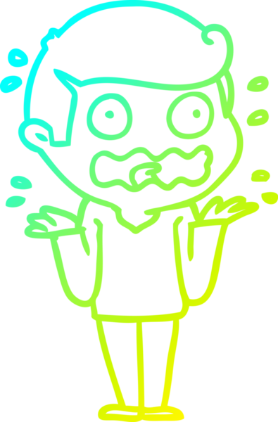 Bir çizgi film karakterinin soğuk gradyan çizimi bir insan tarafından tamamen strese sokulmuş.