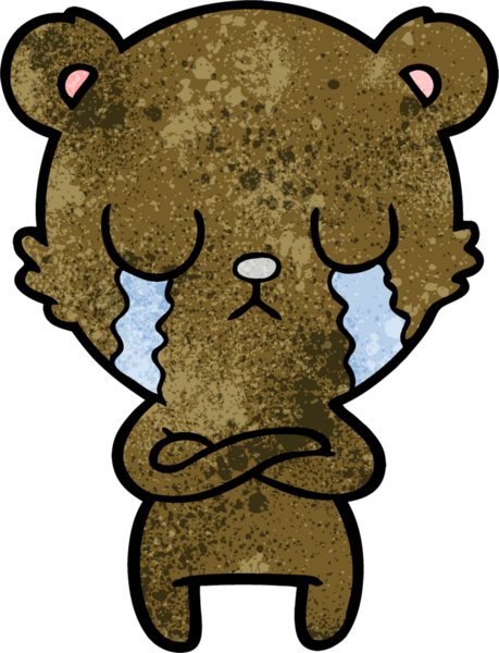 Bir insan tarafından çizilmiş ağlayan çizgi film ayısı.