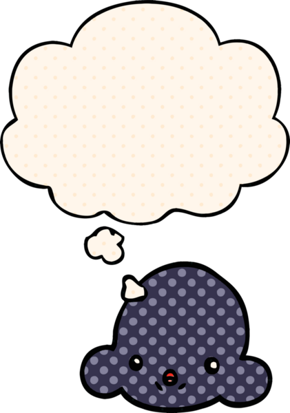 Çizgi roman tarzında bir insan tarafından çizilmiş düşünce baloncuğu olan çizgi film bulutu