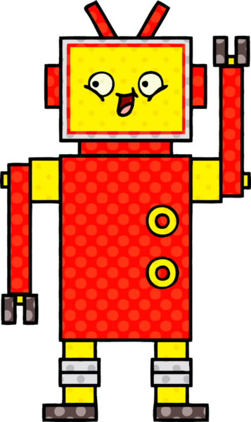 bir insan tarafından çizilmiş bir robotun çizgi roman tarzı