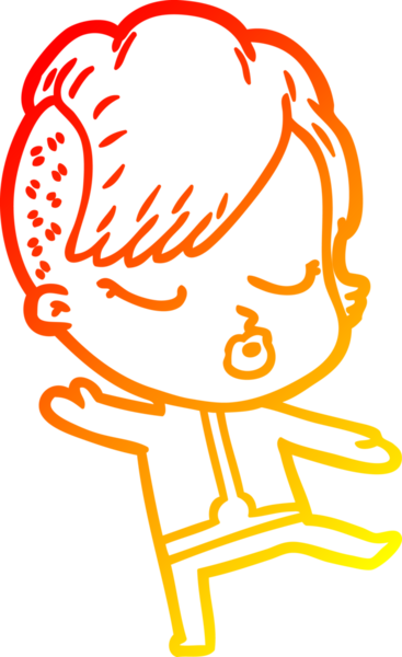 Bir insan tarafından çizilmiş güzel hippi bir çizgi film çizimi.