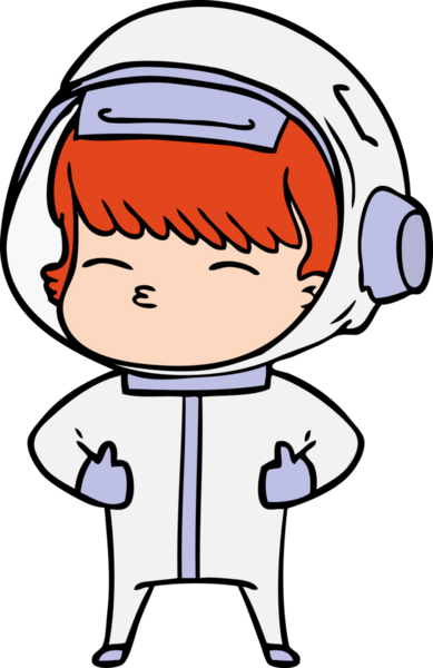 Bir insan tarafından çizilmiş meraklı astronot çizgi filmi.