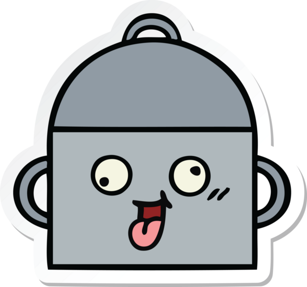 Bir insan tarafından çizilmiş şirin bir yemek pişirme kabının çıkartması.