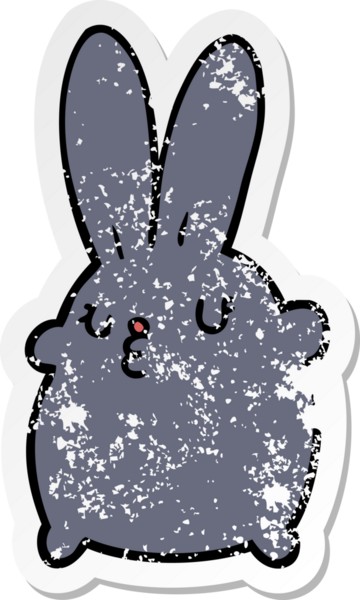 Bir insan tarafından çizilmiş şirin bir tavşanın sıkıntılı çıkartması.
