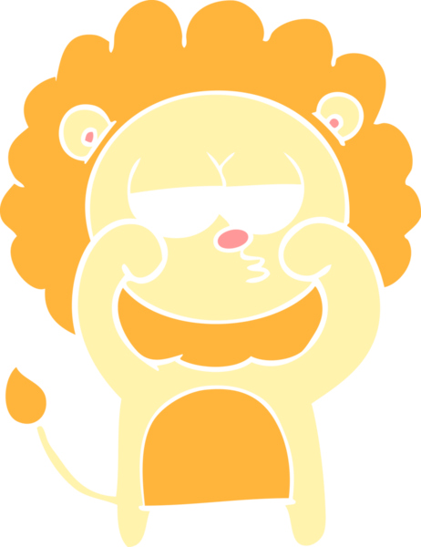 Bir insan tarafından çizilmiş düz renkli karikatür sıkılmış aslan