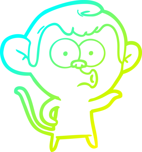 Bir insan tarafından çizilen korna çalan bir maymunun soğuk çizgi çizimi.