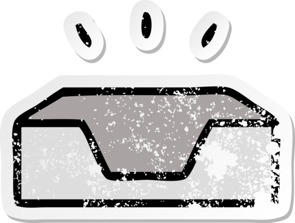 Bir insan tarafından çizilmiş tepside boş şirin bir çizgi film çıkartması.