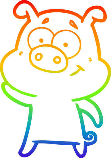 gökkuşağı gradyan çizimi mutlu çizgi domuz çizimi bir insan tarafından çizilmiş