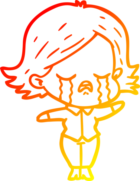 Bir insan tarafından çizilmiş ağlayan çizgi film kızı çizimi.