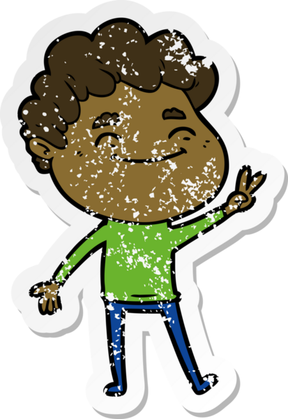 Bir insan tarafından çizilmiş, karikatür dostu bir adamın sıkıntılı çıkartması.