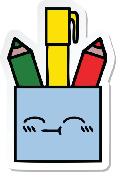 Bir insan tarafından çizilmiş şirin bir kalem kapının çıkartması.