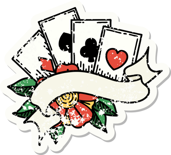 Geleneksel kart stili ve bir insanın çizdiği pankart dövmesi