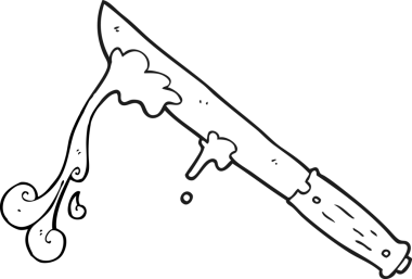 Bir insan tarafından çizilmiş siyah beyaz tereyağı bıçağı.