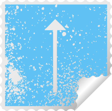 Bir insan tarafından çizilmiş uzun ok sembolünün kare soyma etiketi.