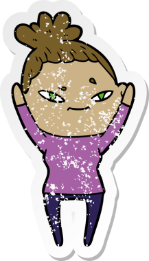 Bir insan tarafından çizilmiş karikatür bir kadının sıkıntılı çıkartması.