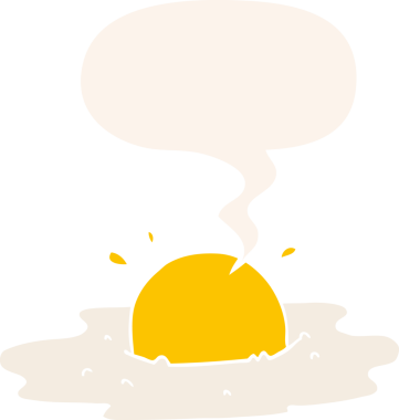 bir insan tarafından çizilmiş, konuşma baloncuklu kızarmış yumurta.