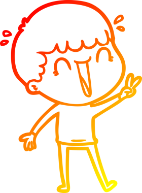 Bir insan tarafından çizilmiş gülen bir çizgi film karakterinin sıcak çizgi çizimi.