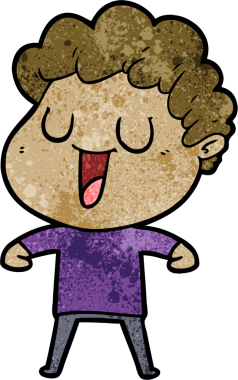 Bir insan tarafından çizilmiş gülen karikatür adam.