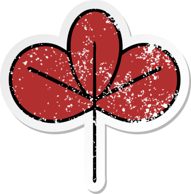 Bir insan tarafından çizilmiş bir sonbahar yaprağının hüzünlü çıkartması.