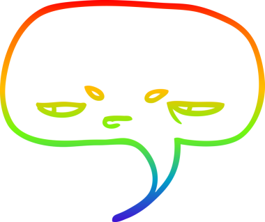 Gökkuşağı gradyan çizgi çizimi bir insan tarafından çizilmiş bir karikatür konuşma baloncuğu