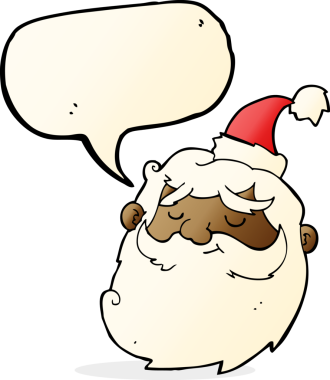 bir insan tarafından çizilmiş bir konuşma baloncuğuyla Noel Baba yüzü.