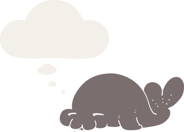 Düşünce baloncuğu olan karikatür mührü insan tarafından çizilmiş.