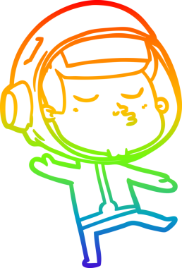 gökkuşağı gradyan çizimi bir çizgi insan tarafından çizilmiş kendinden emin astronot