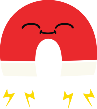 Bir insan tarafından çizilen mıknatısın düz renk retro karikatürü