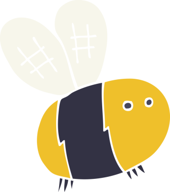 Bir insan tarafından çizilmiş düz renkli çizgi film arısı