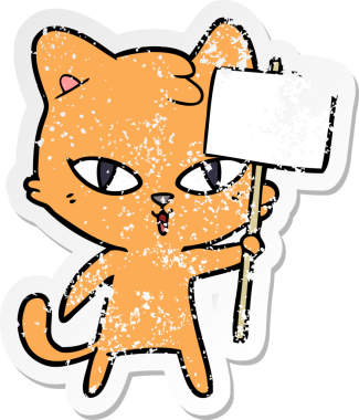 Bir insan tarafından çizilmiş karikatür bir kedinin sıkıntılı çıkartması.