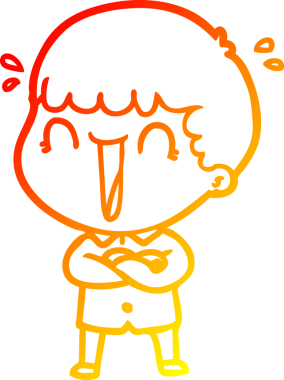 Bir insan tarafından çizilmiş gülen bir çizgi film karakterinin sıcak çizgi çizimi.