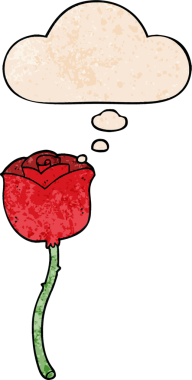 Bir insan tarafından çizilmiş grunge desen tarzında düşünce baloncuğu olan çizgi film gülleri