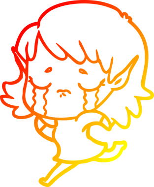 Bir insan tarafından çizilmiş, ağlayan bir elf kızı çizimi.