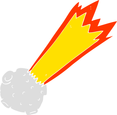 Bir insan tarafından çizilen meteorun düz renk çizimi
