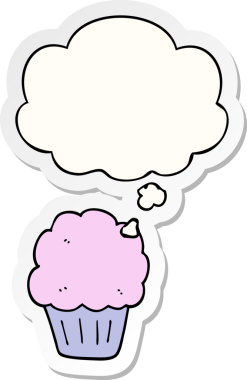 İnsan tarafından çizilmiş bir çıkartma olarak düşünce baloncuklu çizgi film keki.