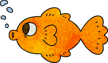 Bir insan tarafından çizilmiş garip bir karikatür balığı.