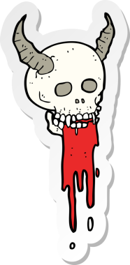 Bir insan tarafından çizilmiş ürkütücü cadılar bayramı kafatası çizgi filminin çıkartması.