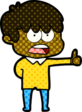 Bir insan tarafından çizilmiş endişeli çizgi film çocuğu.