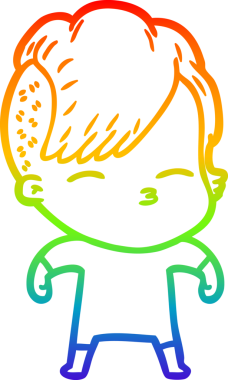 gökkuşağı gradyan çizimi bir çizgi film kızı bir insan tarafından çizilmiş.