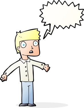 Bir insan tarafından çizilen konuşma baloncuğuyla adamı şok eden çizgi film.