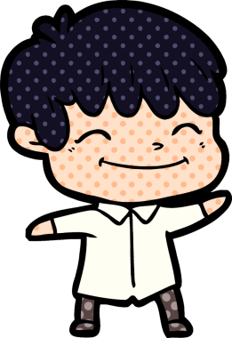 Bir insan tarafından çizilmiş mutlu çocuk çizgi filmi.