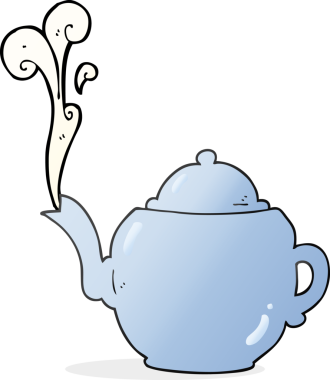 Bir insan tarafından çizilmiş bir karikatür çaydanlığı.