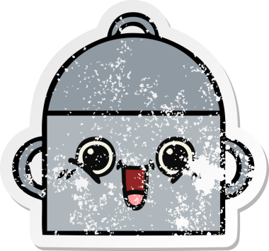 Bir insan tarafından çizilmiş tatlı bir yemek tenceresinin sıkıntılı çıkartması.