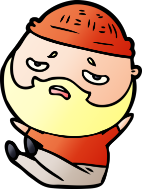 Bir insan tarafından çizilmiş sakallı endişeli bir adam.