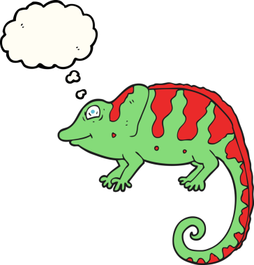 Bir insan tarafından çizilmiş serbest çizim balon karikatür bukalemunu.