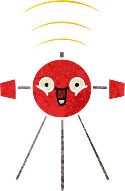 Bir insan tarafından çizilmiş bir uydunun retro çizim tarzı karikatürü