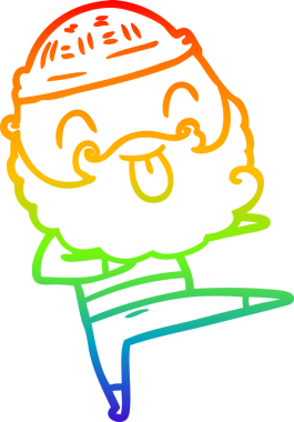 Gökkuşağı gradyan çizgisi sakallı bir adamın bir insan tarafından çizilmiş dili.